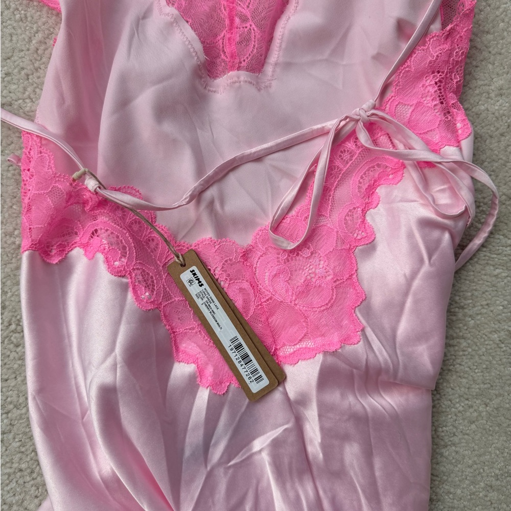 SKIMS Pink Lace-Trim Slip Dress - Picture 6 of 7